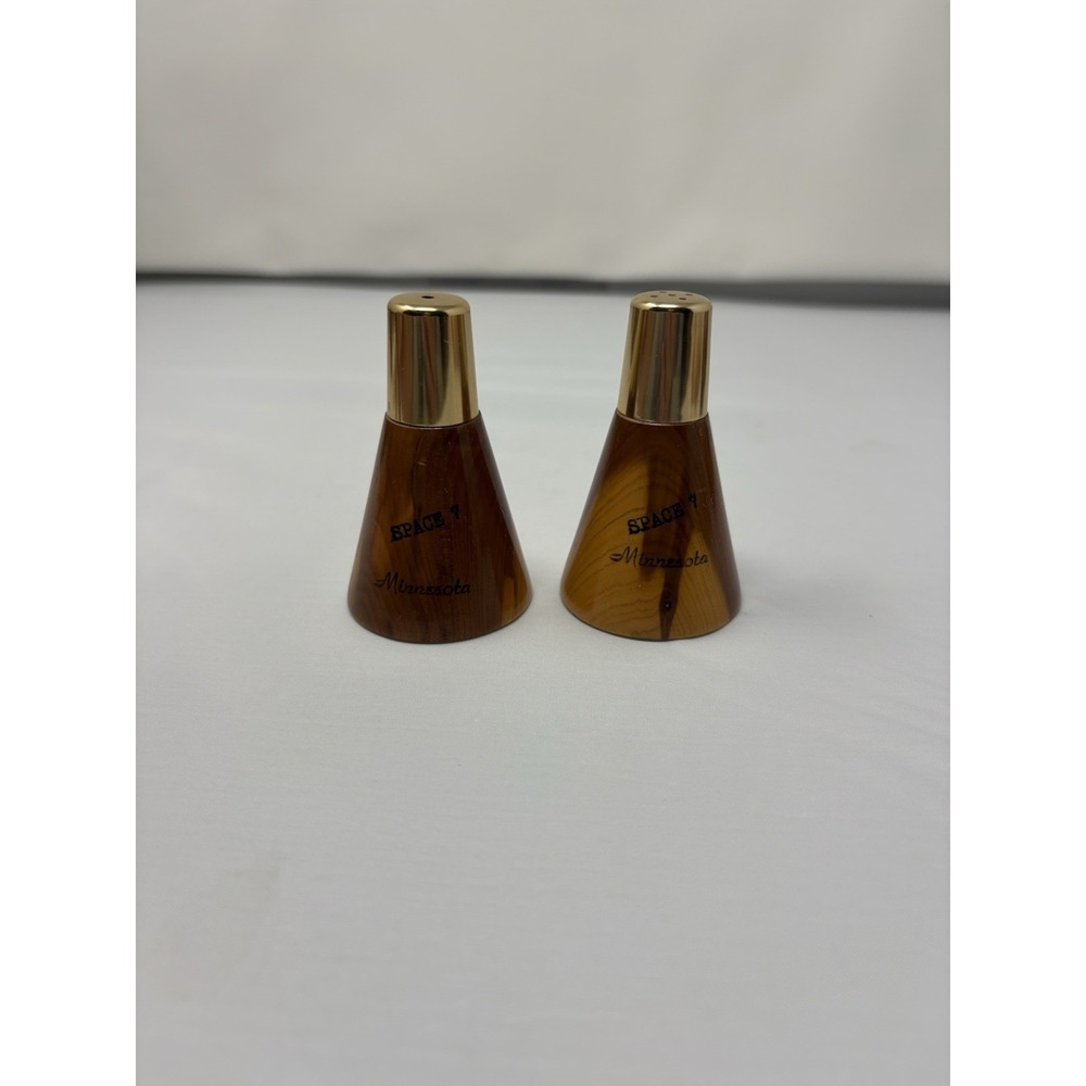 Vintage Minnesota Space 7 Salt & Pepper Handcrafted Wooden Retro Mid Century